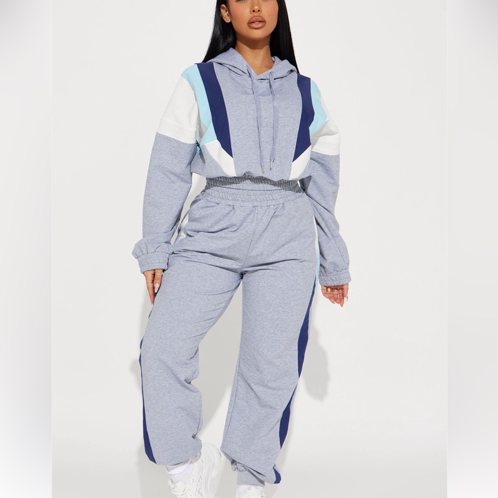 Fashion Nova Gray and Navy Joggers